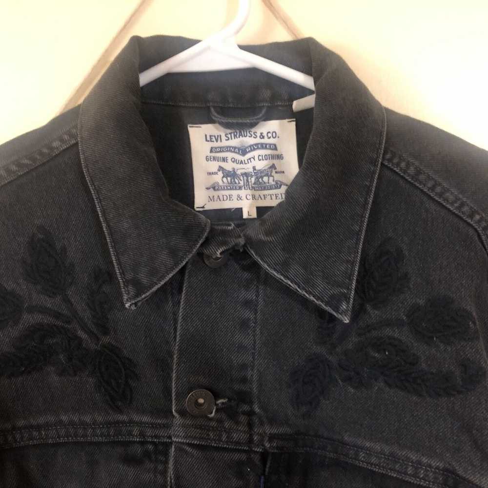 Levi’s Black Denim Laser Cut jacket Floral Pineap… - image 2