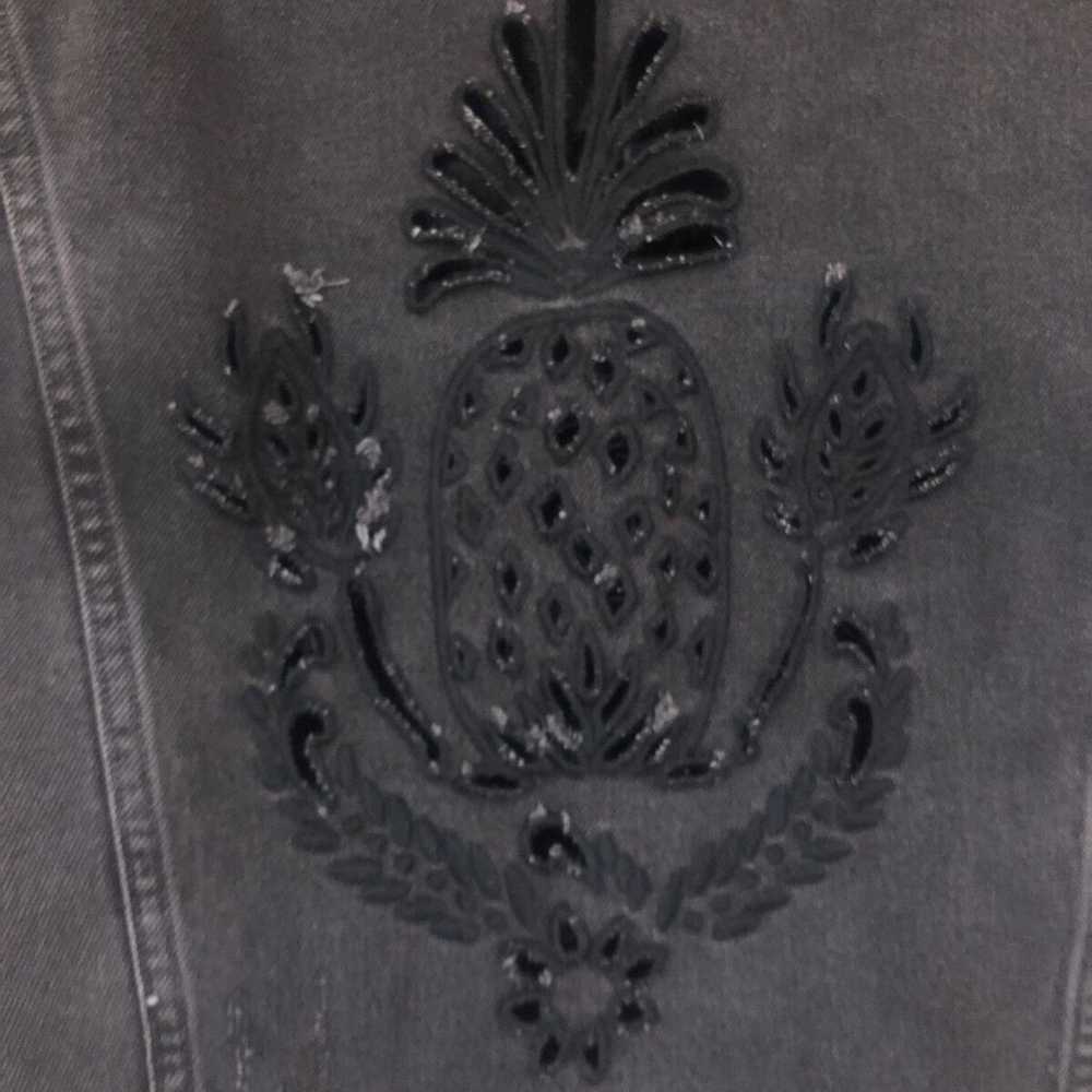 Levi’s Black Denim Laser Cut jacket Floral Pineap… - image 5