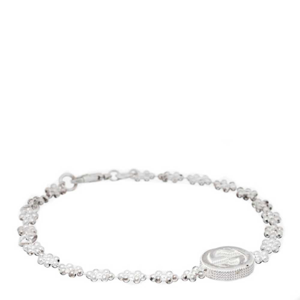 GUCCI Sterling Silver Interlocking GG Beaded Flow… - image 1