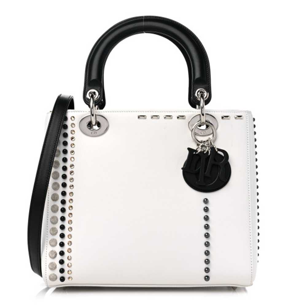 CHRISTIAN DIOR Lambskin Crystal Pearl Studded Med… - image 1