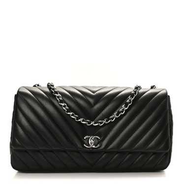 CHANEL Lambskin Chevron Quilted Large Single Flap… - image 1