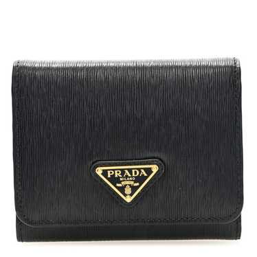 PRADA Vitello Move Tri-Fold Compact Wallet Black - image 1
