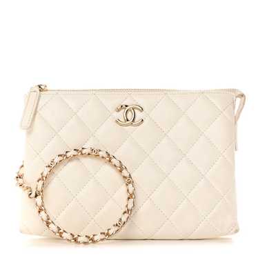 CHANEL Shiny Crumpled Calfskin Quilted Clutch Bag 