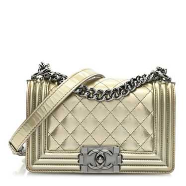 CHANEL Metallic Patent Calfskin Quilted Small Boy 