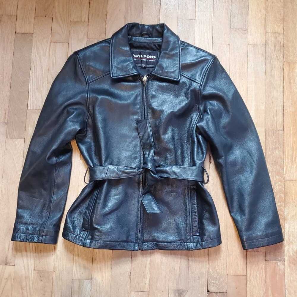 Vintage Wilsons Leather Black Belted Jacket Punk … - image 8