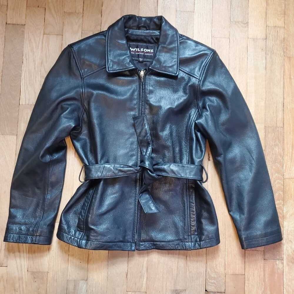 Vintage Wilsons Leather Black Belted Jacket Punk … - image 9