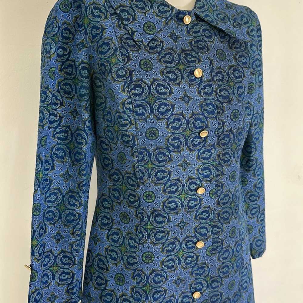 Vintage 50s Brocade Raw Silk Lightweight Overcoat - image 4