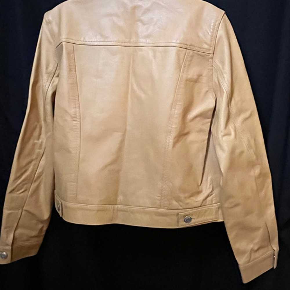 Leather Jacket Light Brown Womens Medium Denim Bi… - image 2