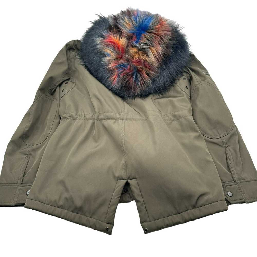 S13 New York MEDIUM Green Parka Faux Rainbow Fur … - image 4
