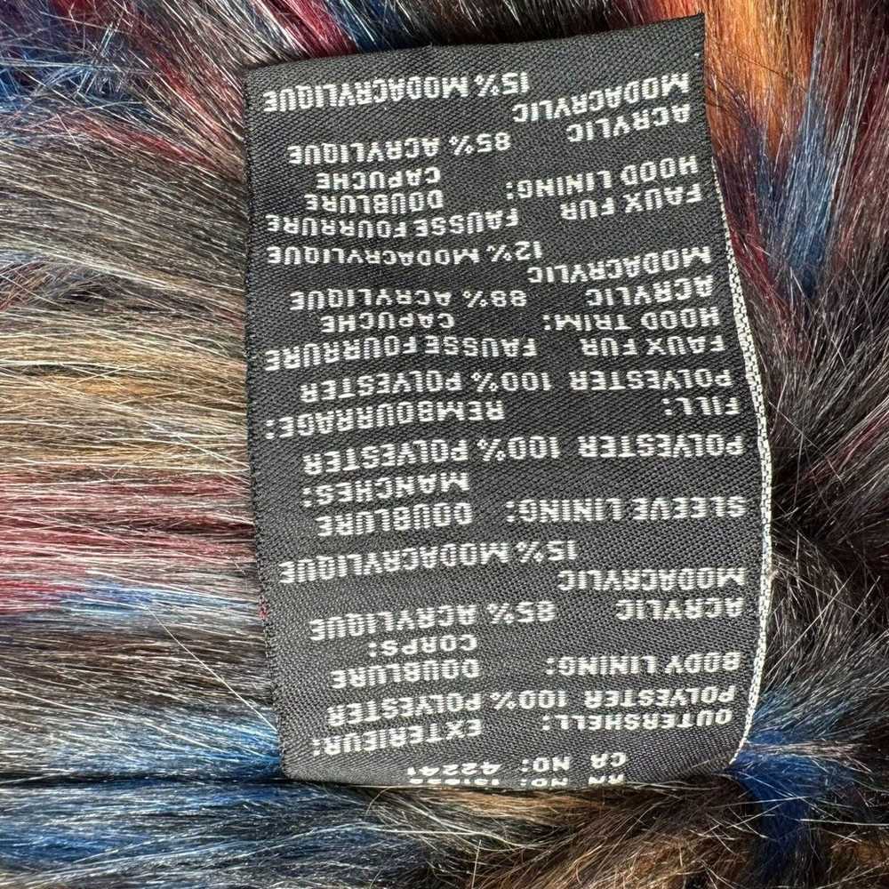 S13 New York MEDIUM Green Parka Faux Rainbow Fur … - image 8