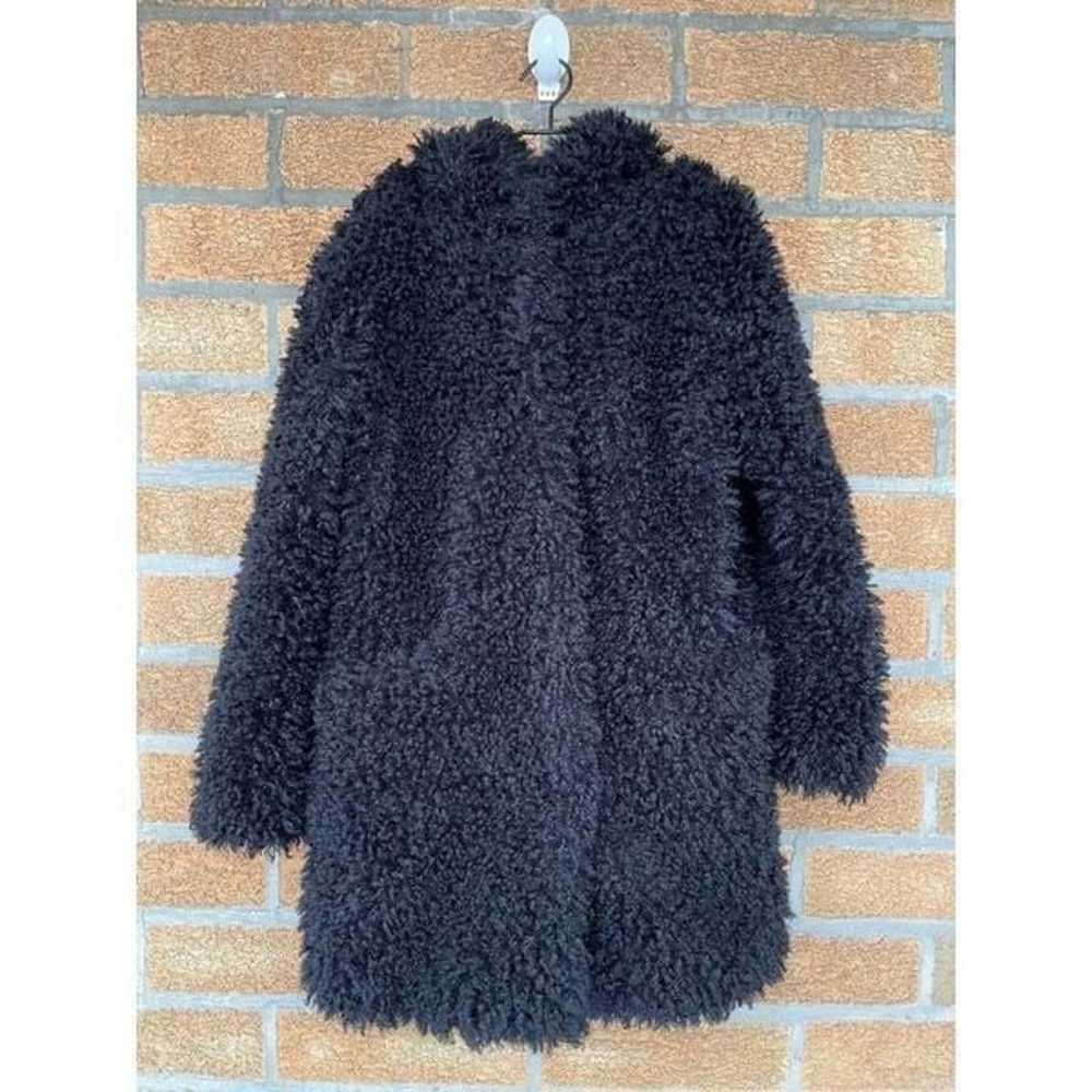 ZARA Black Teddy Bear Hooded Coat small - image 2