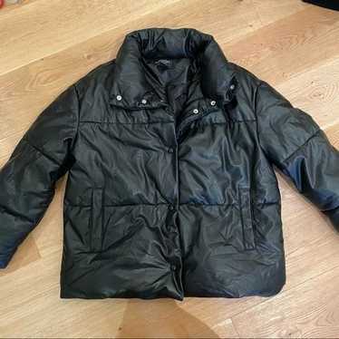 Urban Outfitters Black Puffer Jacket Snap Closure 