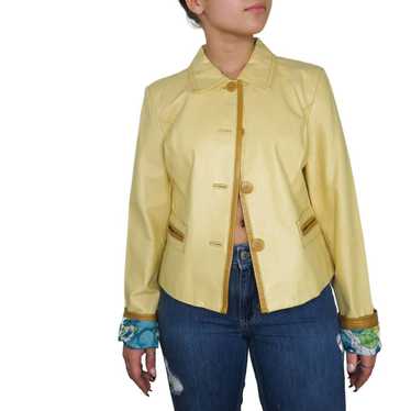 90s Bernardo Vintage Yellow Leather Jacket Medium… - image 1