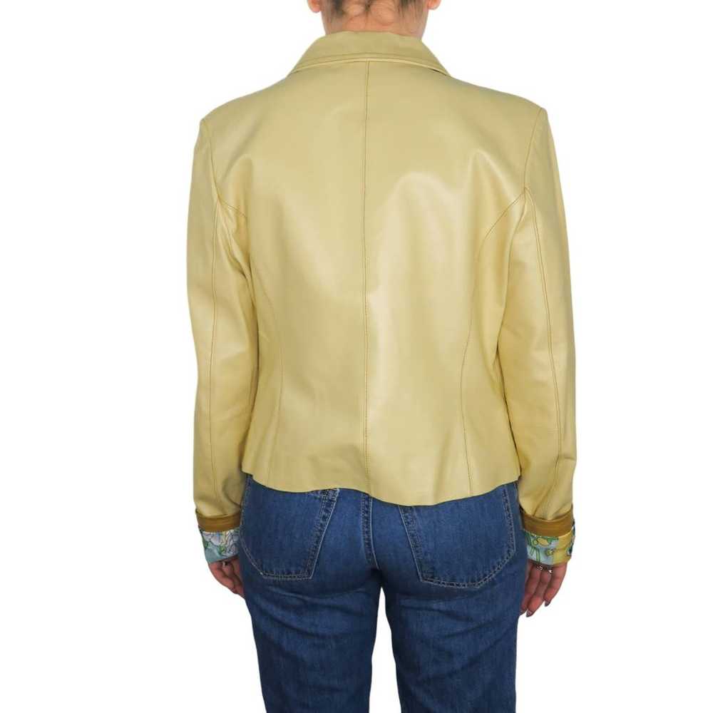 90s Bernardo Vintage Yellow Leather Jacket Medium… - image 4