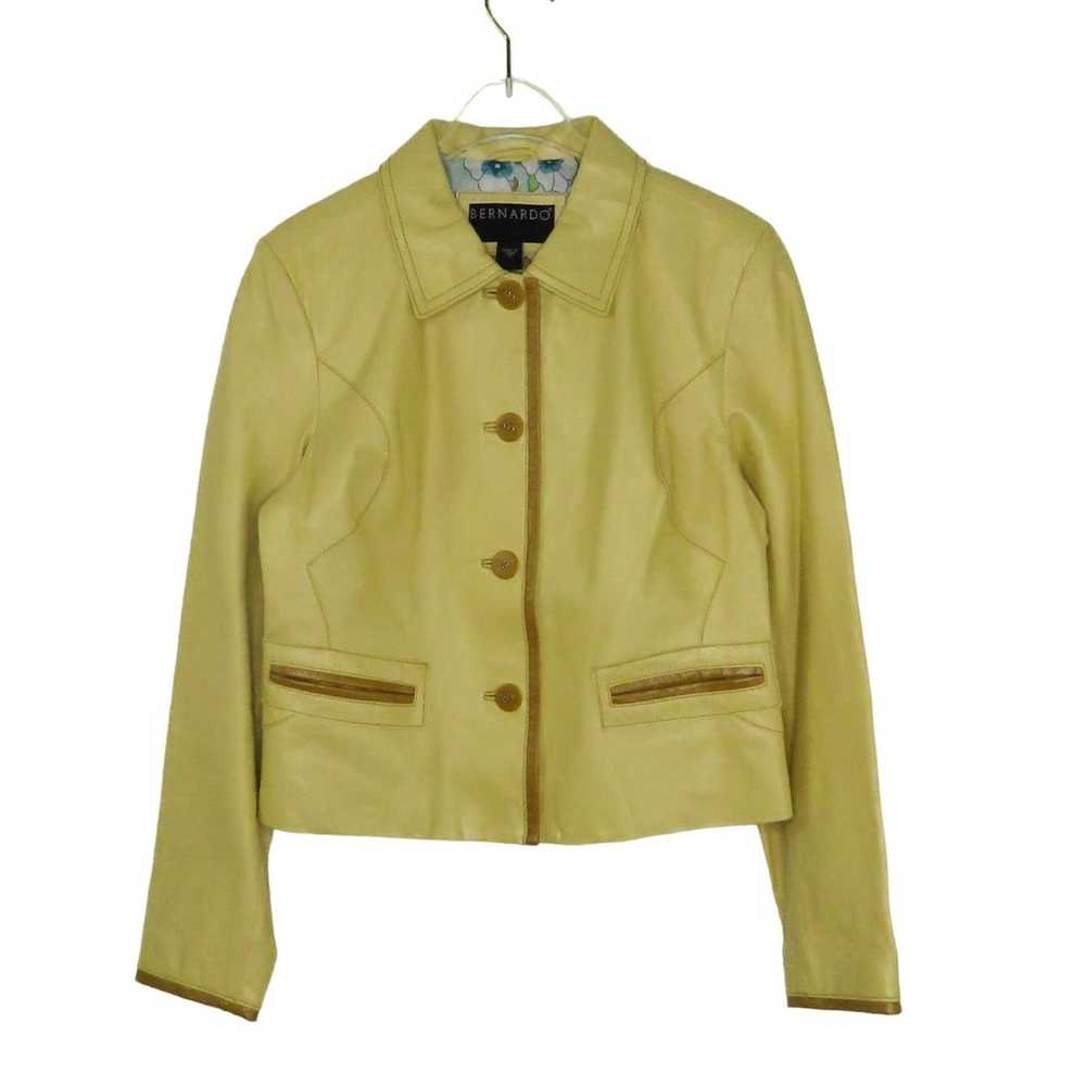 90s Bernardo Vintage Yellow Leather Jacket Medium… - image 5