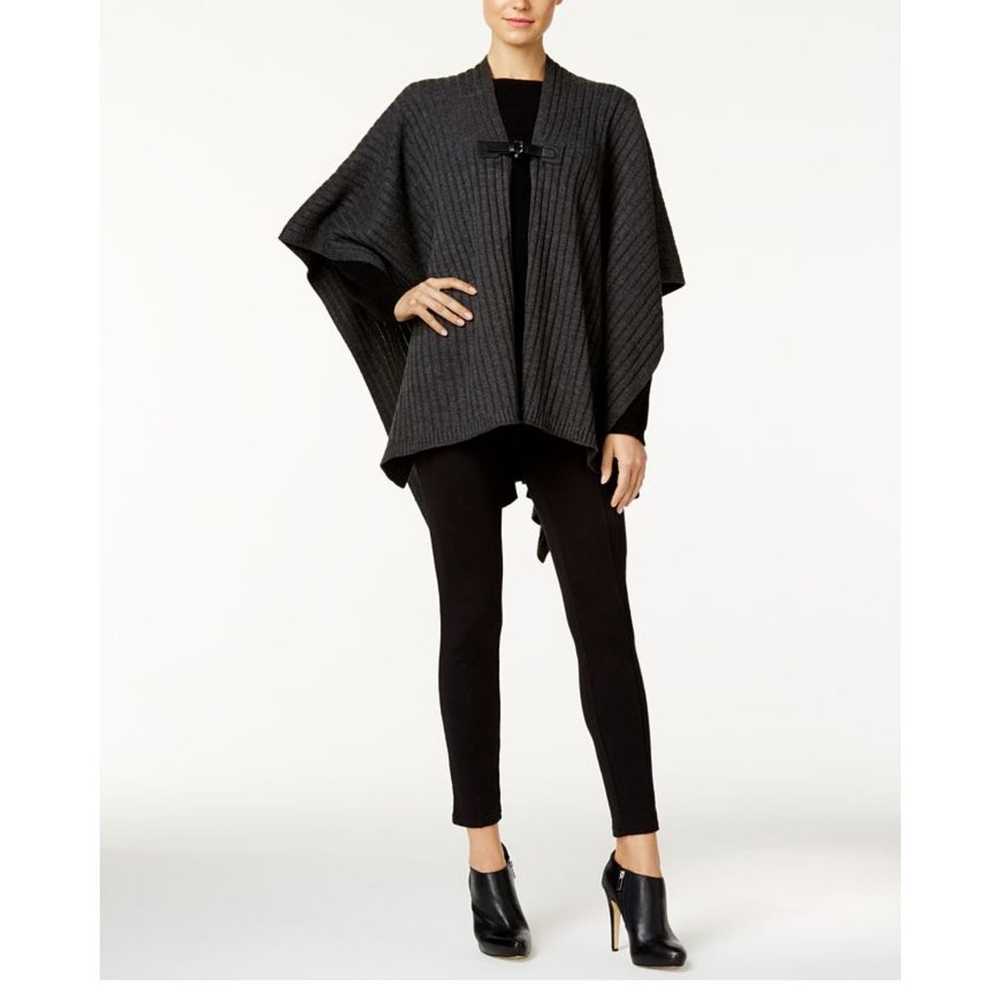 MICHAEL MICHAEL KORS Leather-Trim Poncho in charc… - image 1