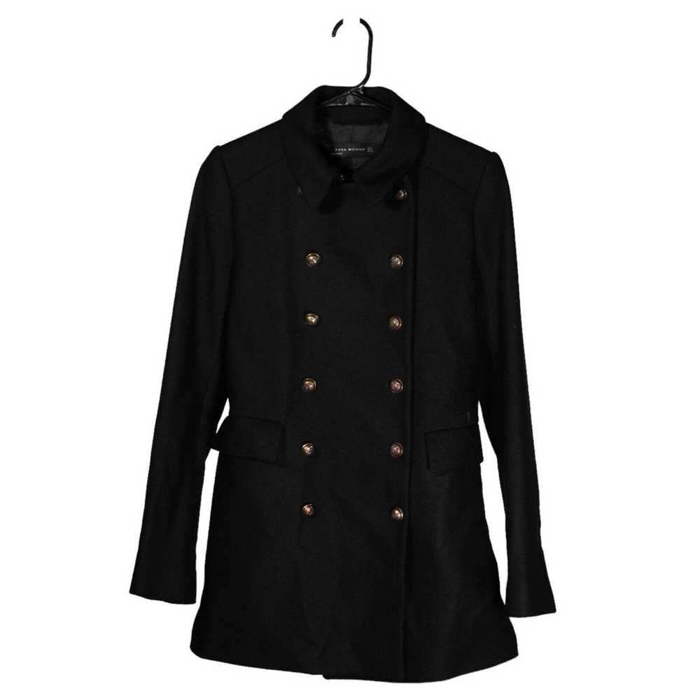 Zara Women's Overcoat Black Wool Stretch Double B… - image 1