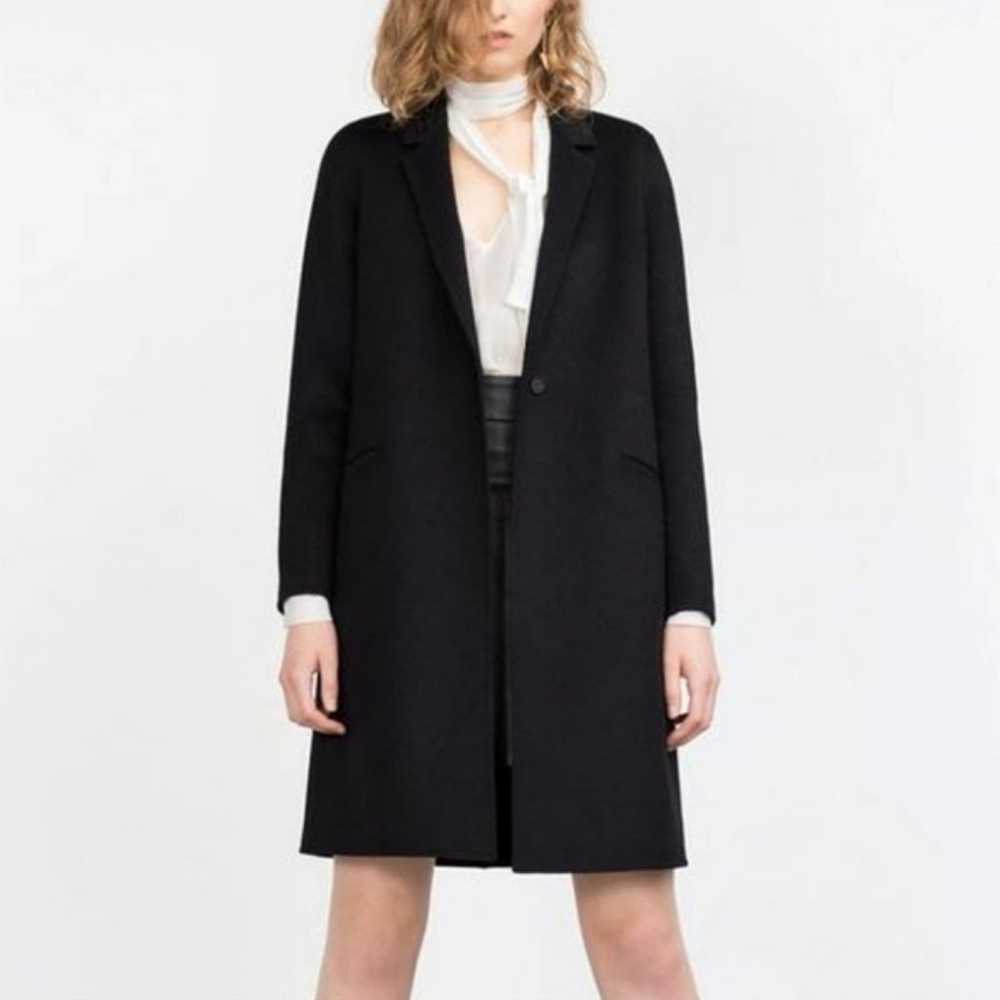 Zara Handmade Minimalist Wool Blend Black Coat Si… - image 1