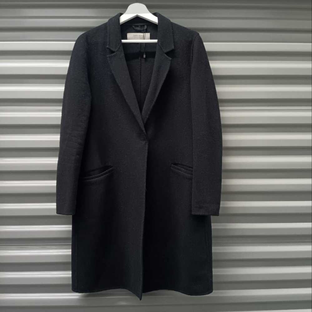 Zara Handmade Minimalist Wool Blend Black Coat Si… - image 2