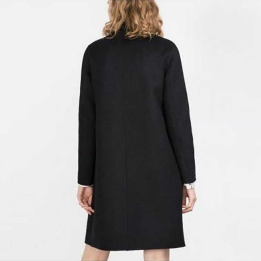 Zara Handmade Minimalist Wool Blend Black Coat Si… - image 3