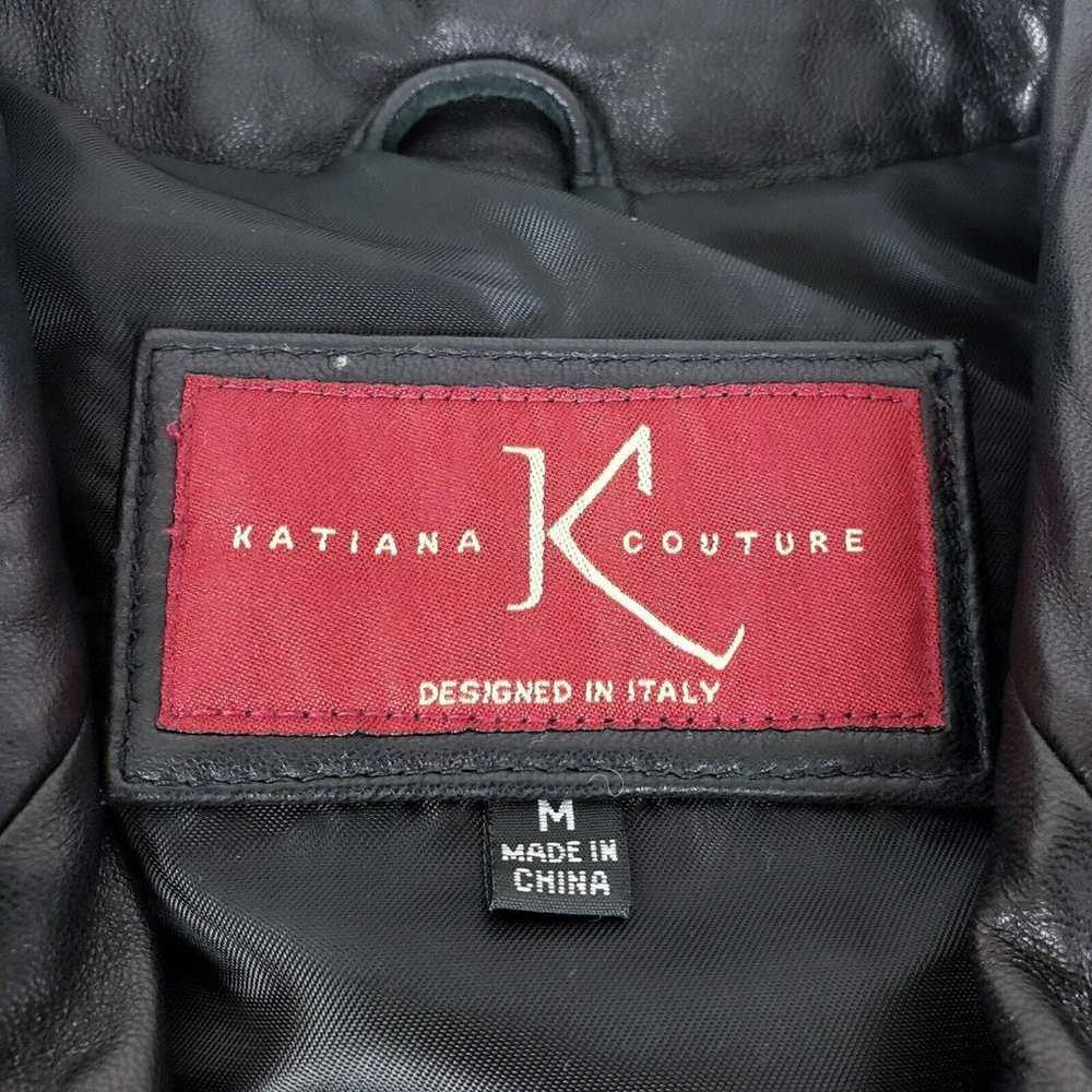 Katiana Couture Leather Jacket Womens M Black Lon… - image 5