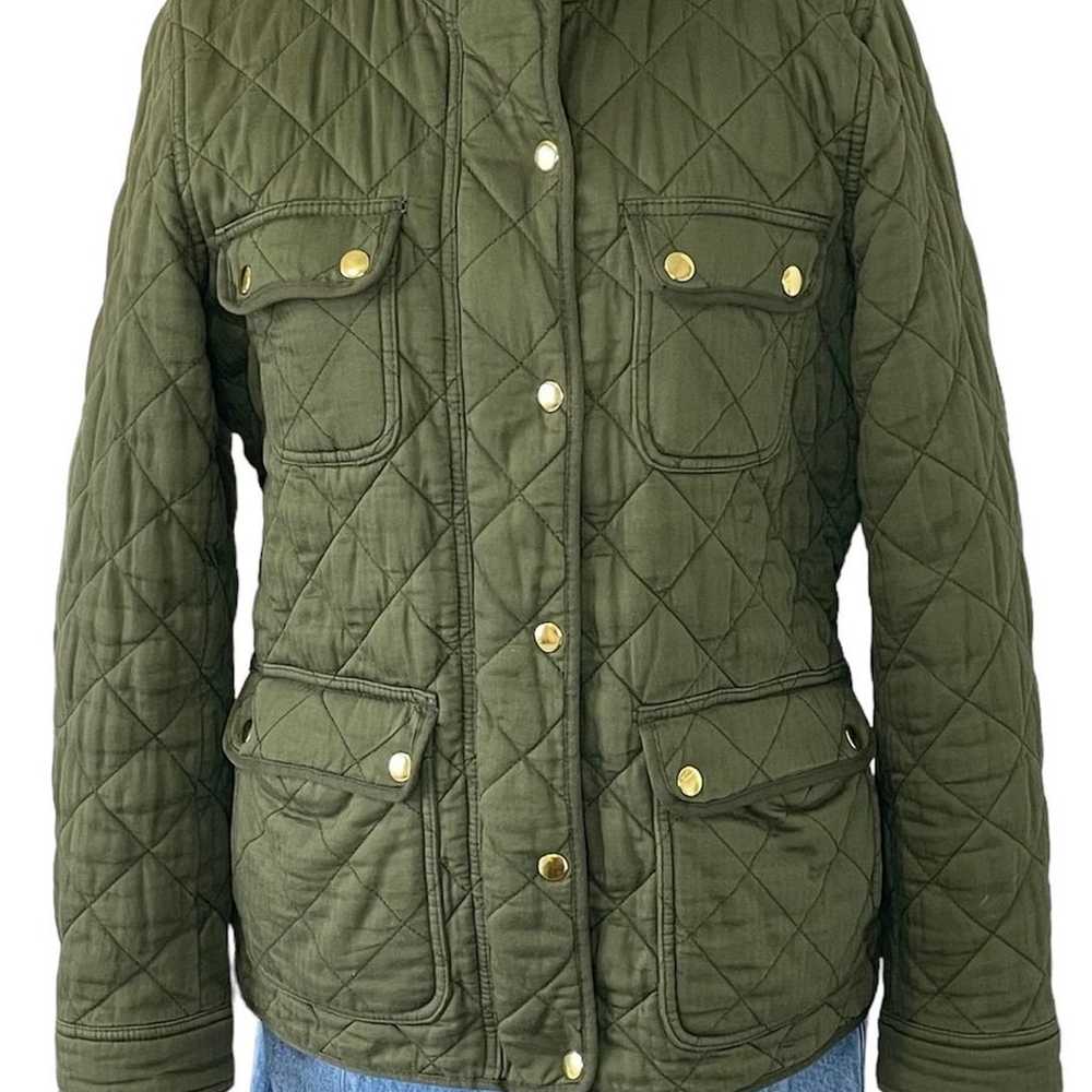Women’s J.Crew Green Quilted Downtown Field Jacke… - image 1