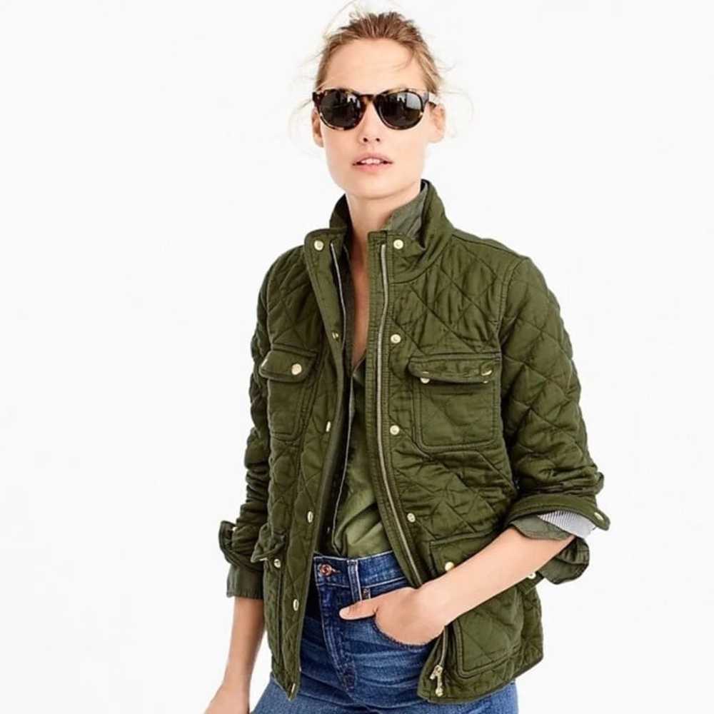 Women’s J.Crew Green Quilted Downtown Field Jacke… - image 2