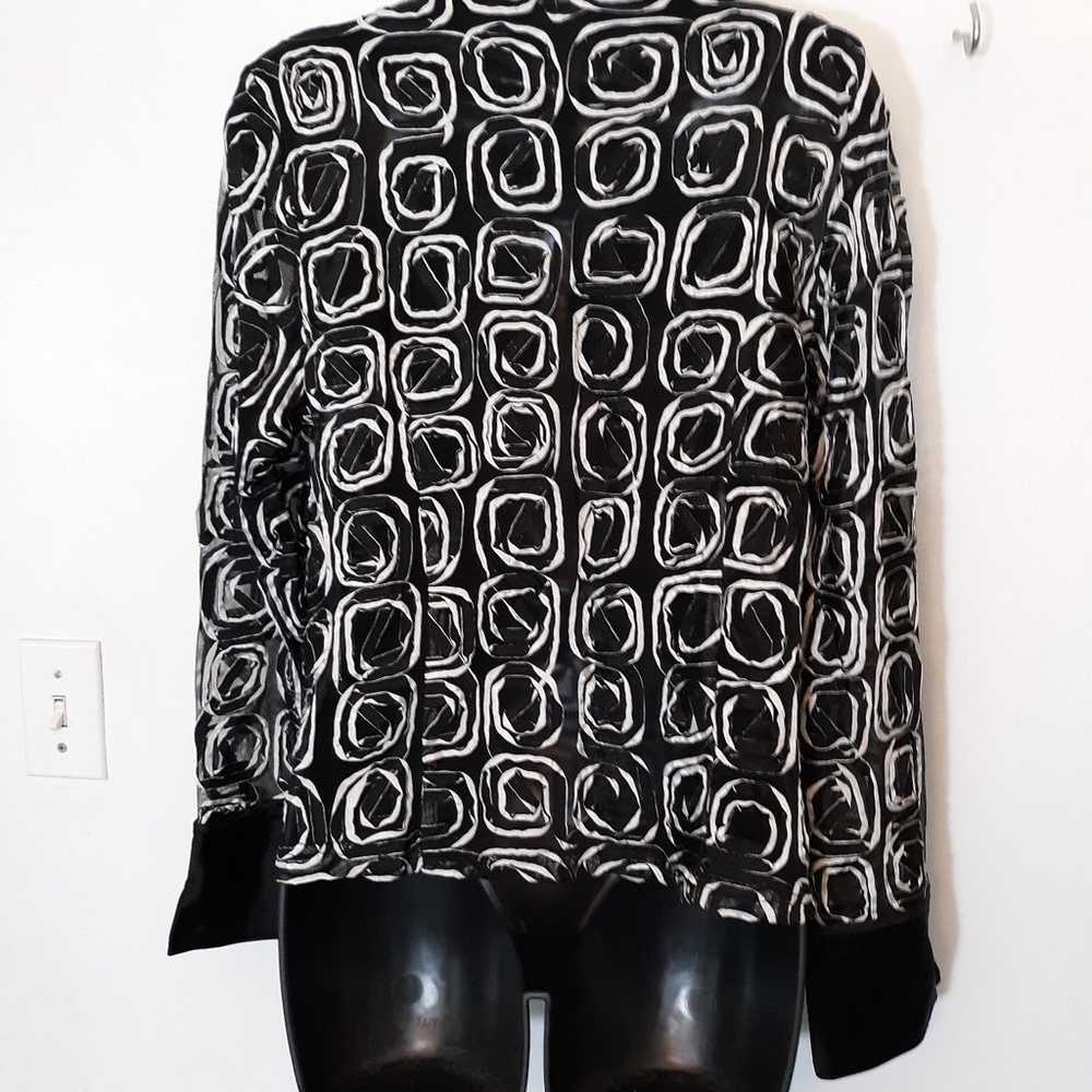 Samuel Dong black/white sheer zip up jacket - image 7