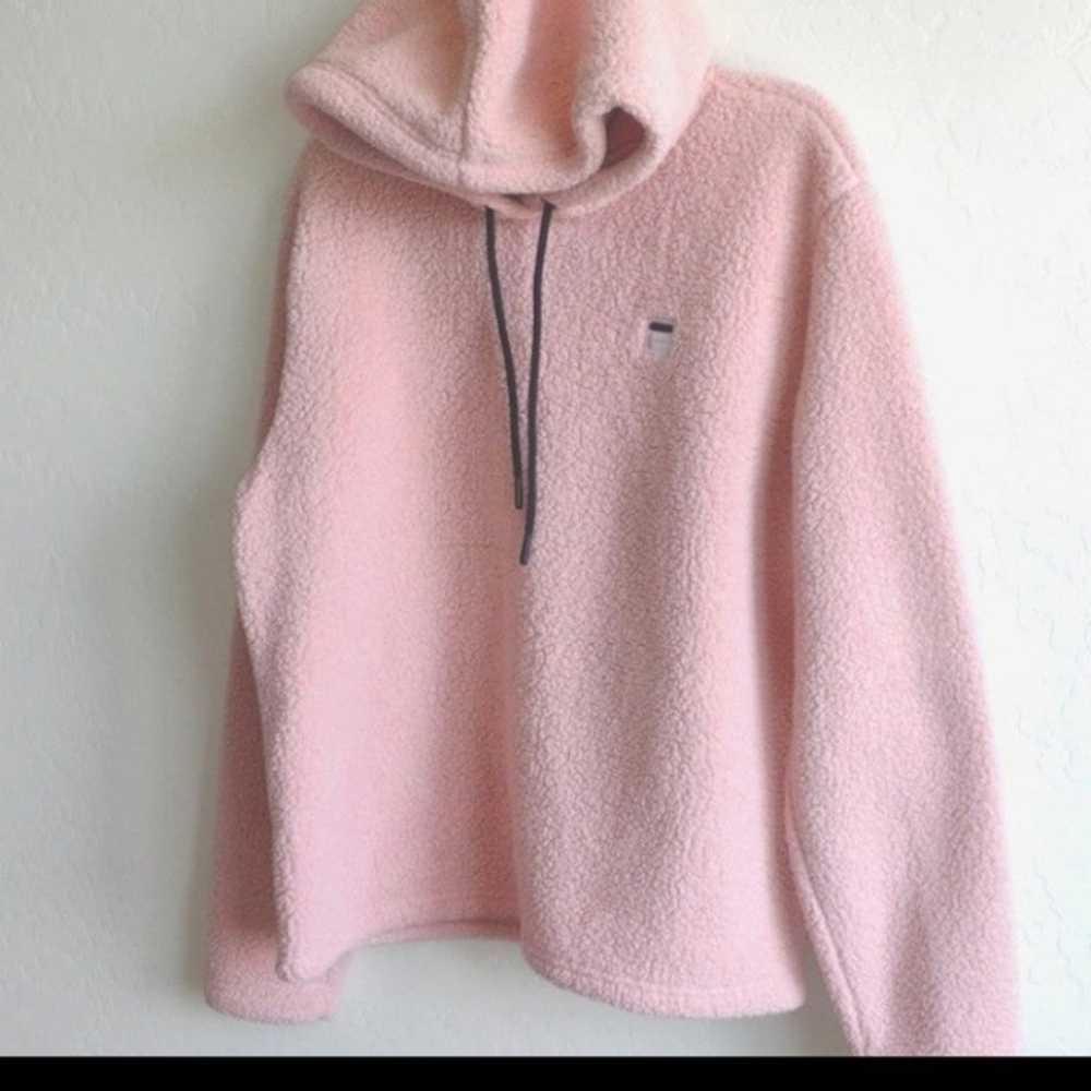 Baby pink fila Sherpa crop hoodie - image 1