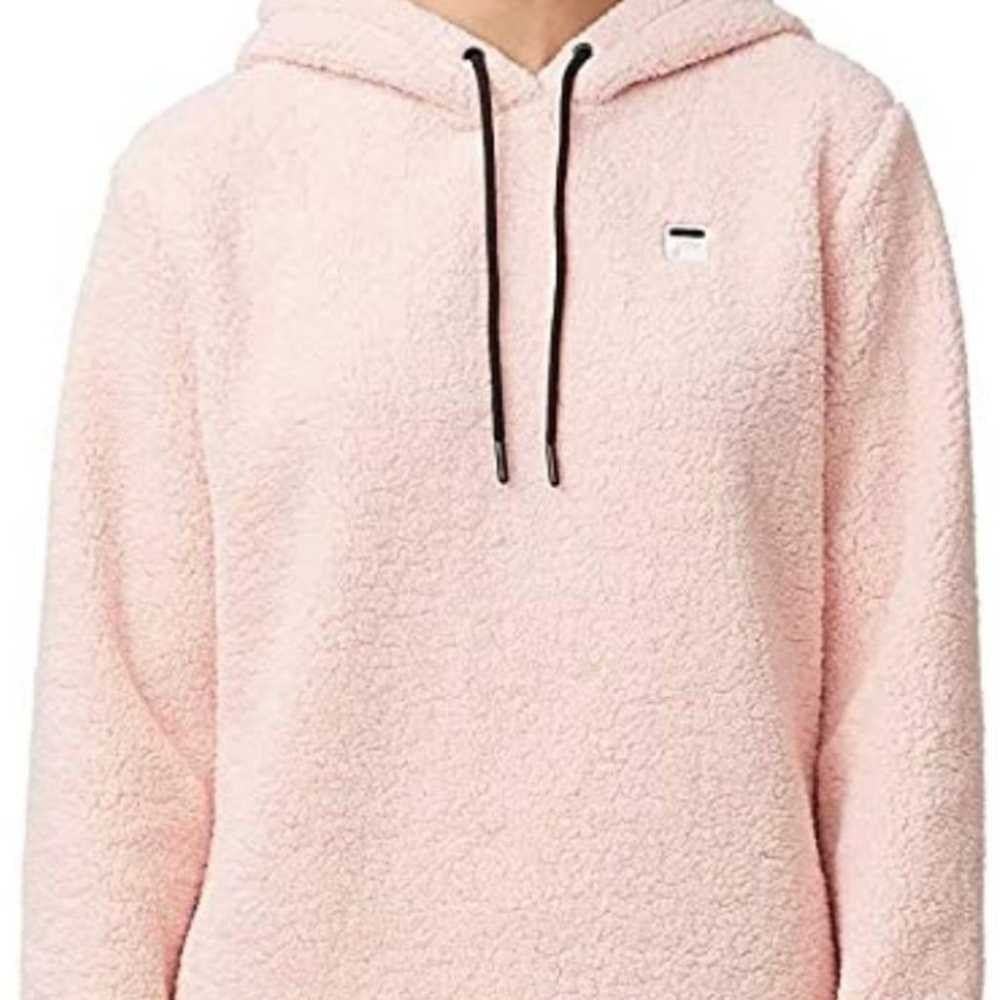 Baby pink fila Sherpa crop hoodie - image 3