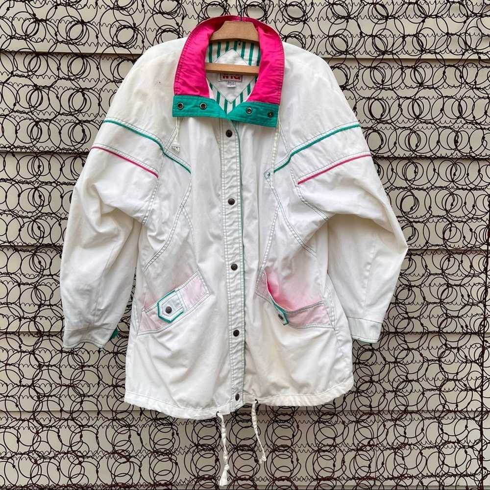 Vintage 90s New York girl teal and hot pink accen… - image 1