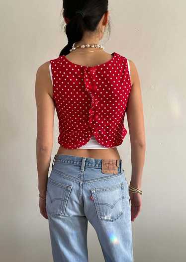 Vintage 70s Lanz cotton polkadot cropped sleeveles