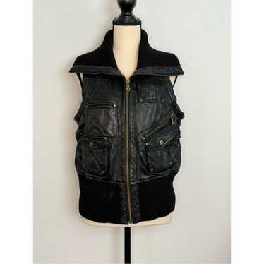 Black leather Harley Davidson bomber jacket vest s