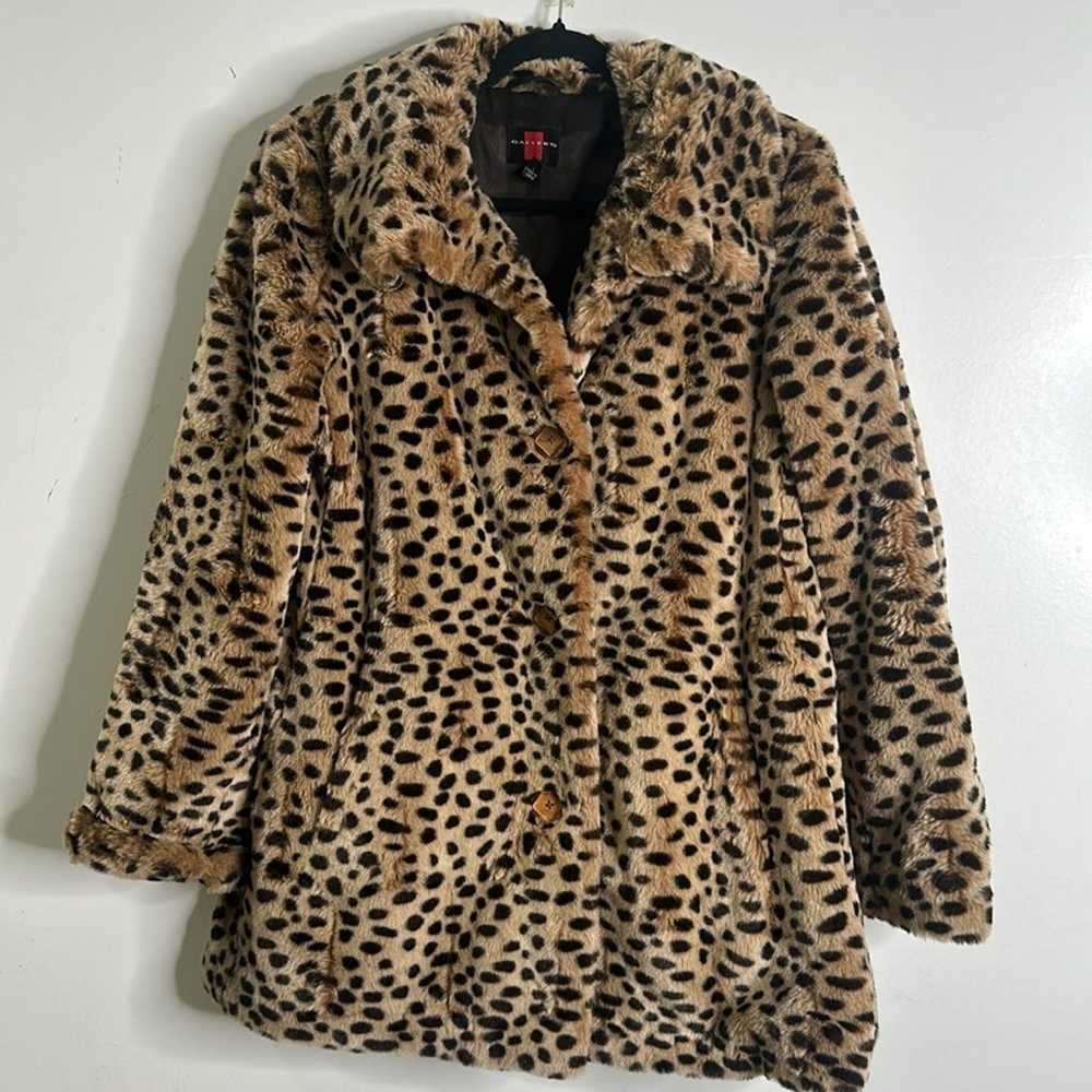Gallery brown beige leopard faux fur coat size la… - image 2