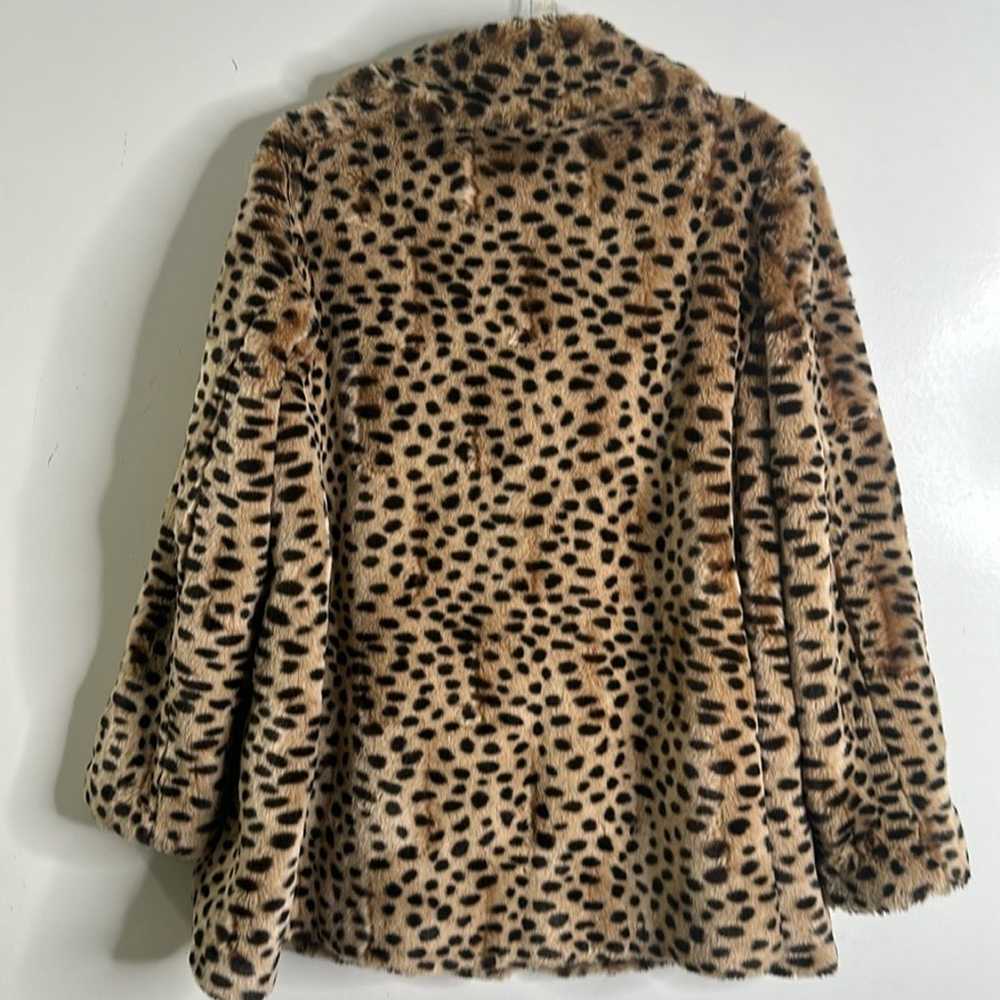 Gallery brown beige leopard faux fur coat size la… - image 6