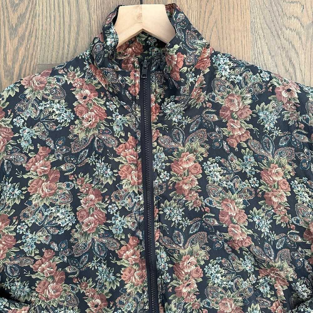 Vintage Bogari 100% Silk Floral Print Bomber Zip … - image 2