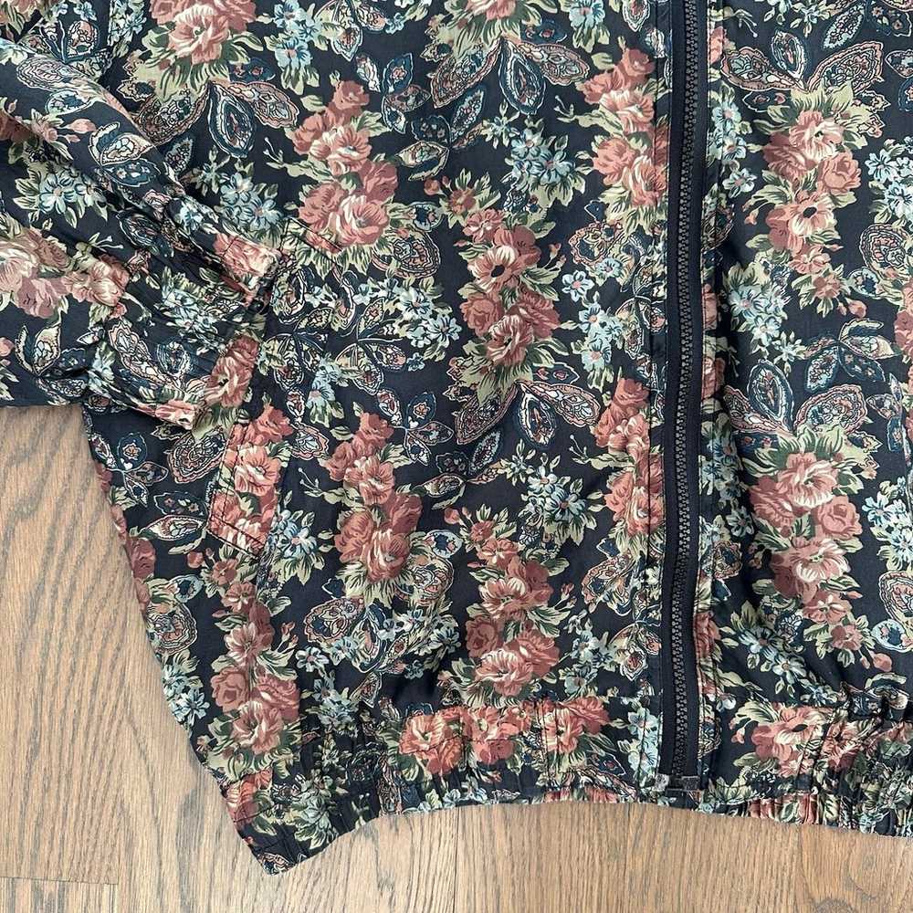 Vintage Bogari 100% Silk Floral Print Bomber Zip … - image 3