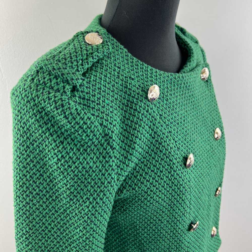 ZARA Green Texture Weave Collarless Double Breast… - image 5