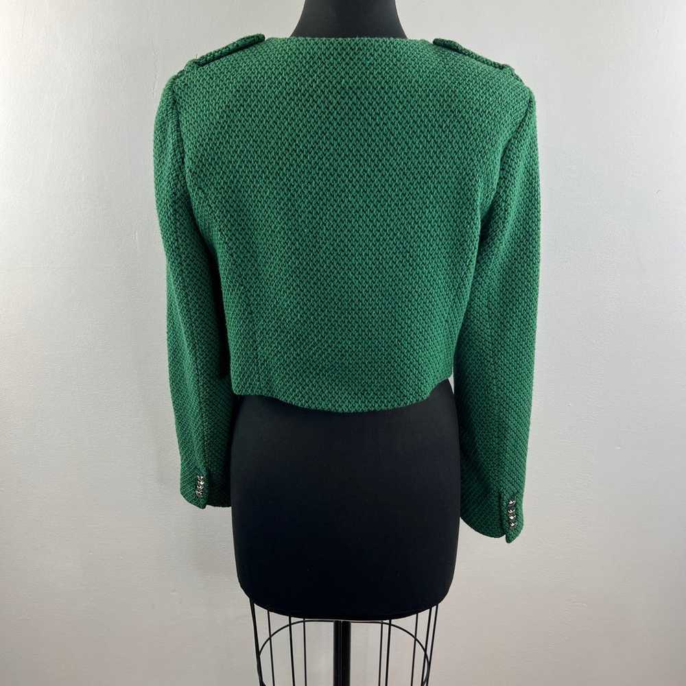 ZARA Green Texture Weave Collarless Double Breast… - image 6