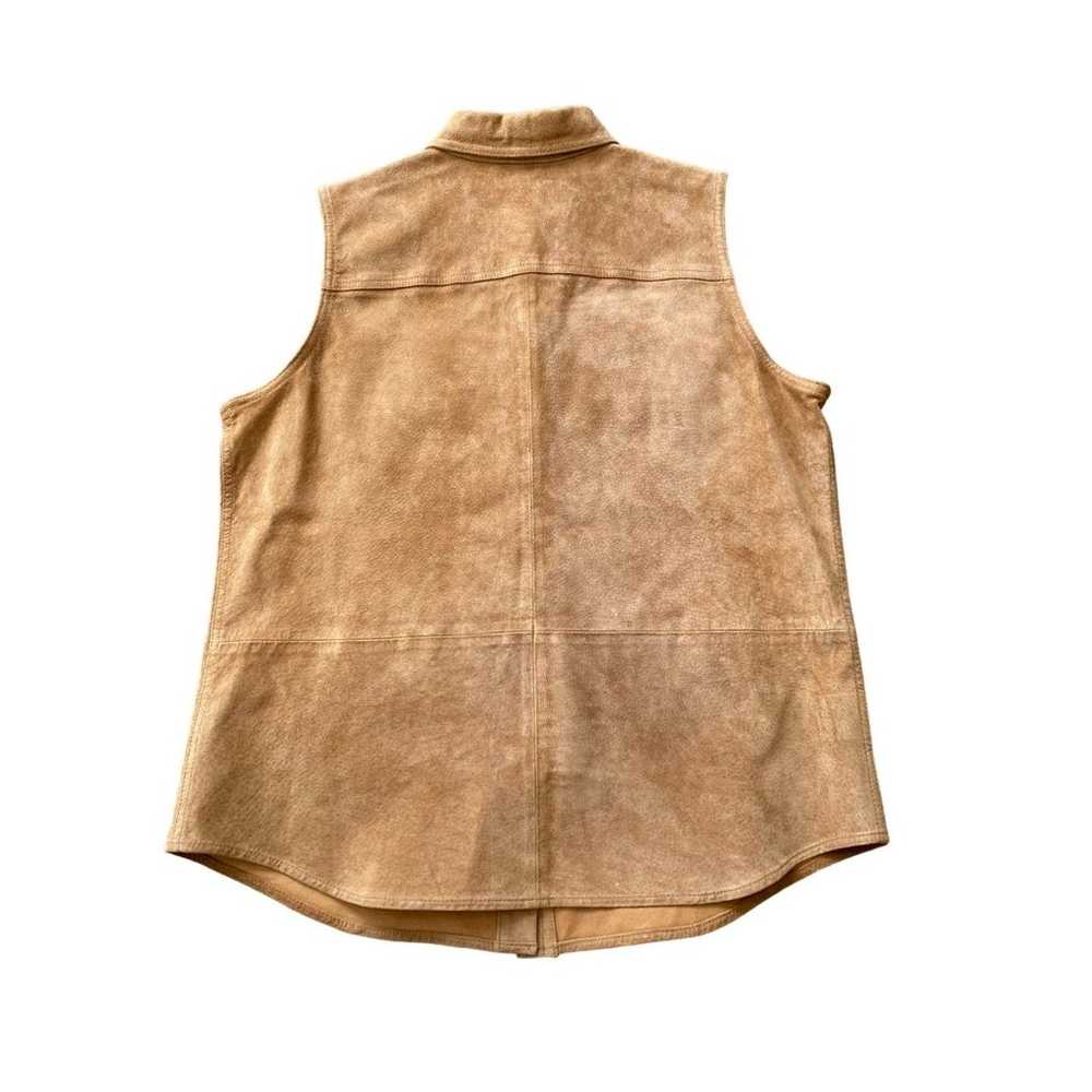 Lauren Ralph Lauren Leather Vest Snap Button Tan … - image 2