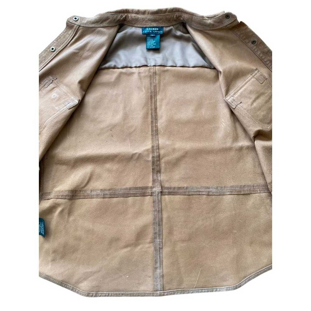 Lauren Ralph Lauren Leather Vest Snap Button Tan … - image 3