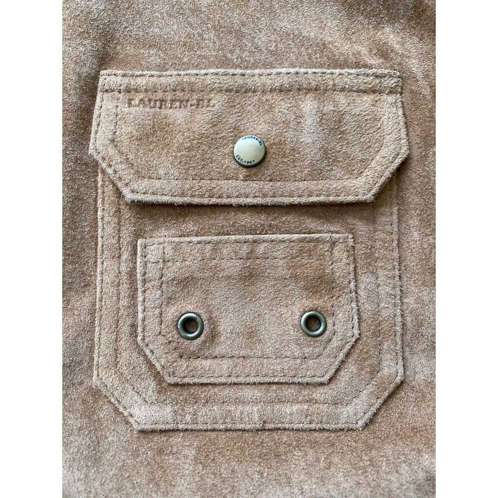 Lauren Ralph Lauren Leather Vest Snap Button Tan … - image 6