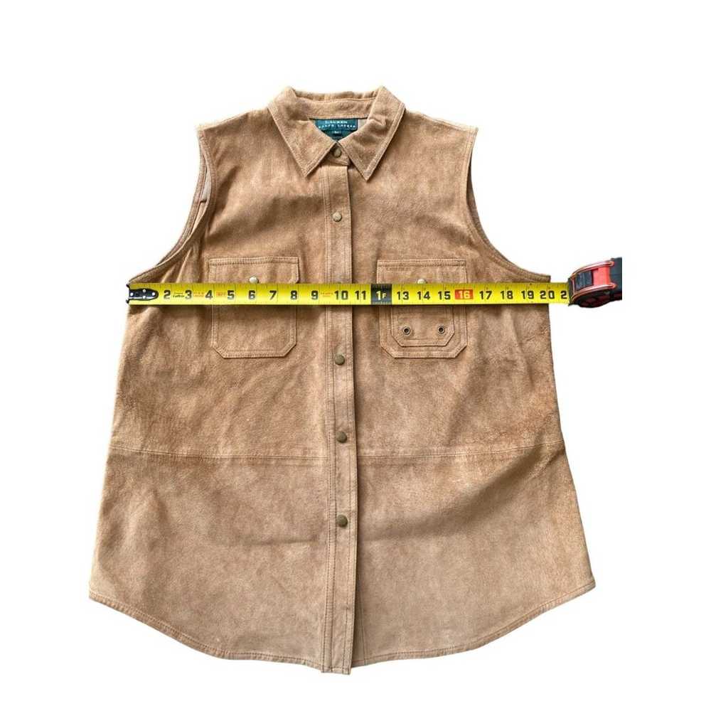 Lauren Ralph Lauren Leather Vest Snap Button Tan … - image 8