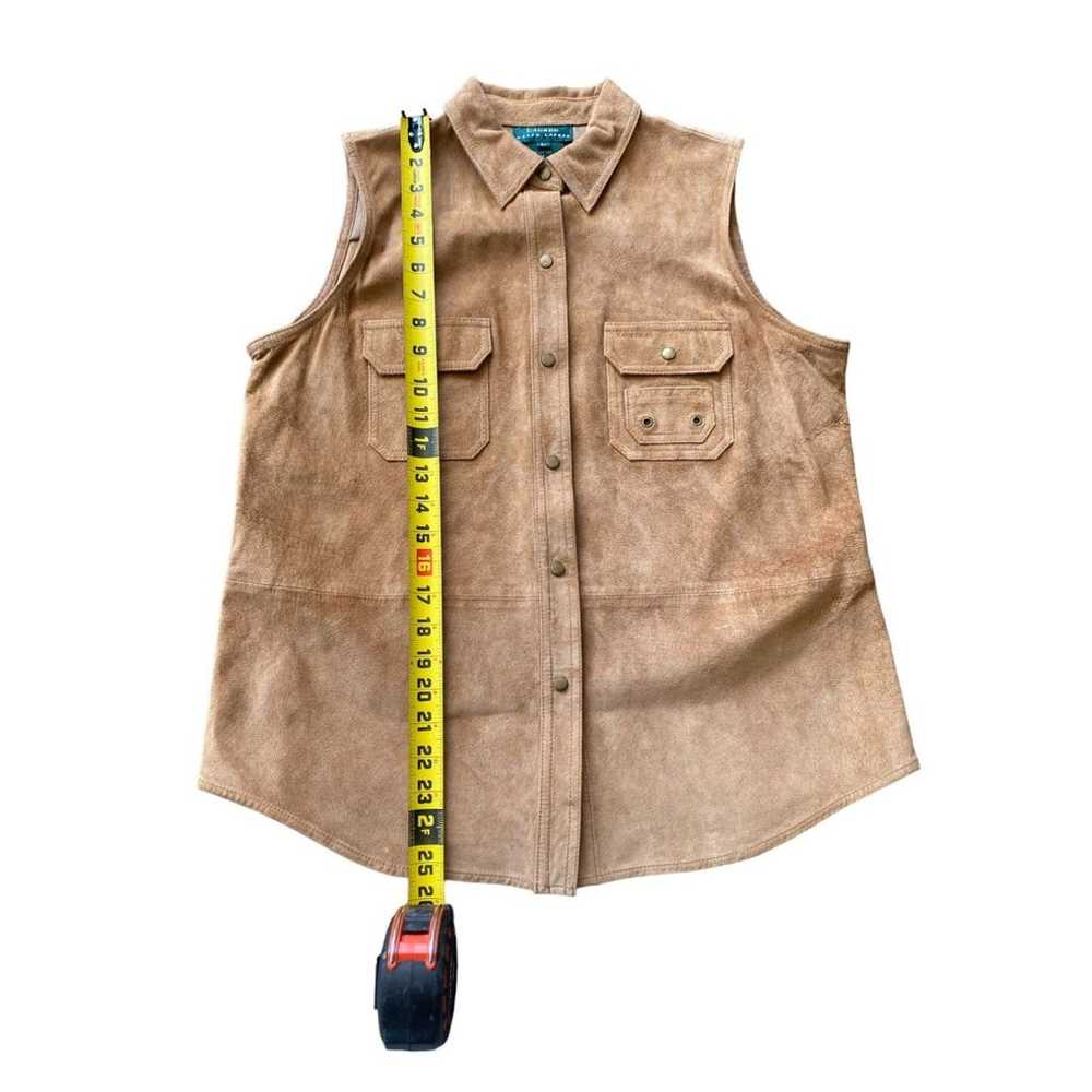 Lauren Ralph Lauren Leather Vest Snap Button Tan … - image 9