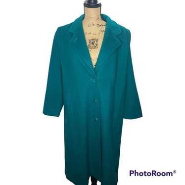 Vintage 80's Emerald Green Long Wool Peacoat ILGW… - image 1