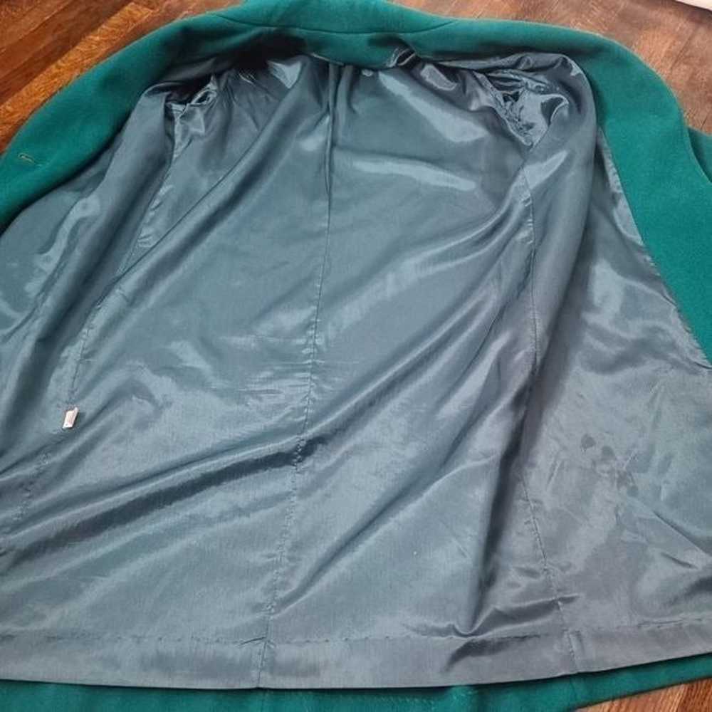 Vintage 80's Emerald Green Long Wool Peacoat ILGW… - image 7