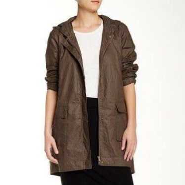 Eileen Fisher Hooded Waxed Linen Utility Jacket S… - image 1