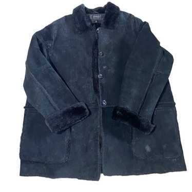 Shearling black leather jacket - image 1