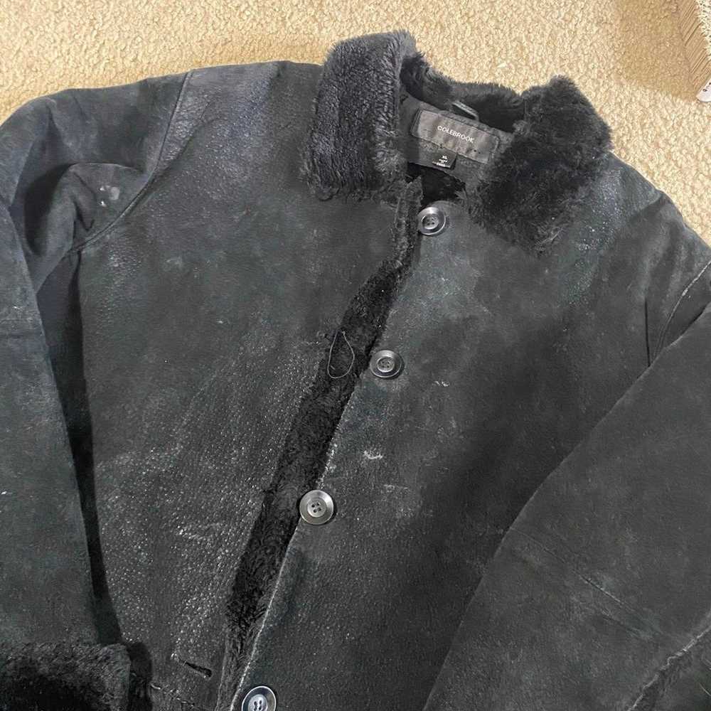 Shearling black leather jacket - image 4