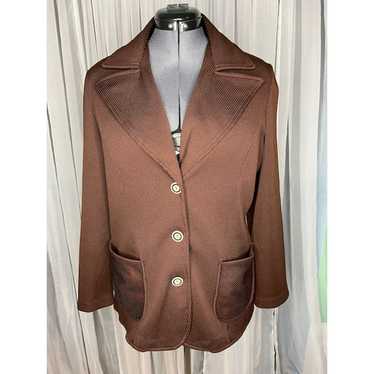 Jacket knit 1950s brown polyester - image 1
